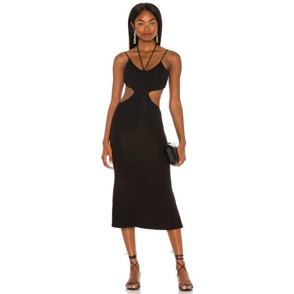 Lovers & Friends Sarah Midi Dress Halter Knit Stretchy Dainty Party Size XXS - Picture 1 of 9
